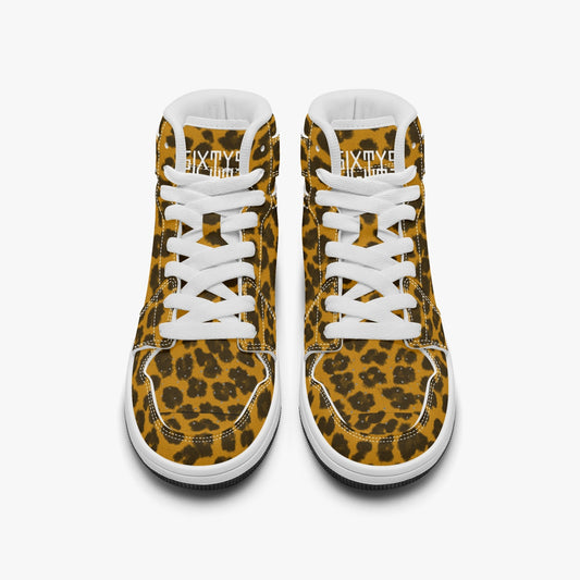 Sixty Eight 93 Logo White Cheetah Orange Kids High-Top Shoes