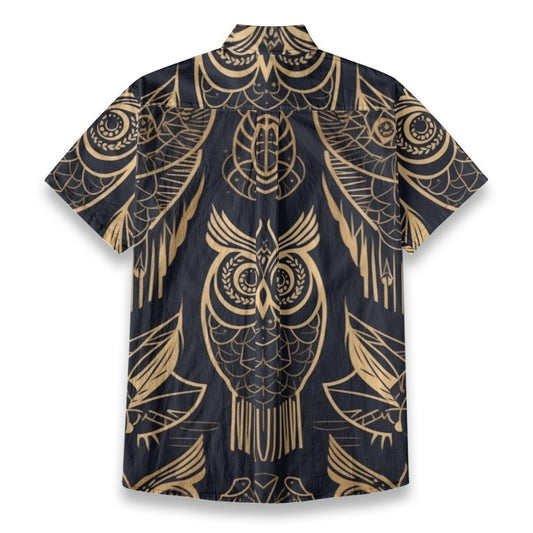Sixty Eight 93 Logo White Desert Sand Owl Cotton Button Up Shirt