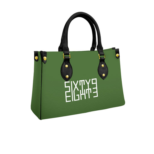 Sixty Eight 93 Logo White Forest Green Women's Tote Bag With Black Handle