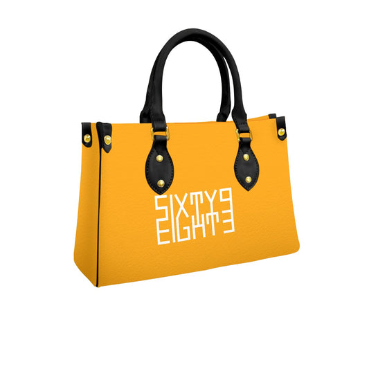 Sixty Eight 93 Logo White Orange Women's Tote Bag With Black Handle