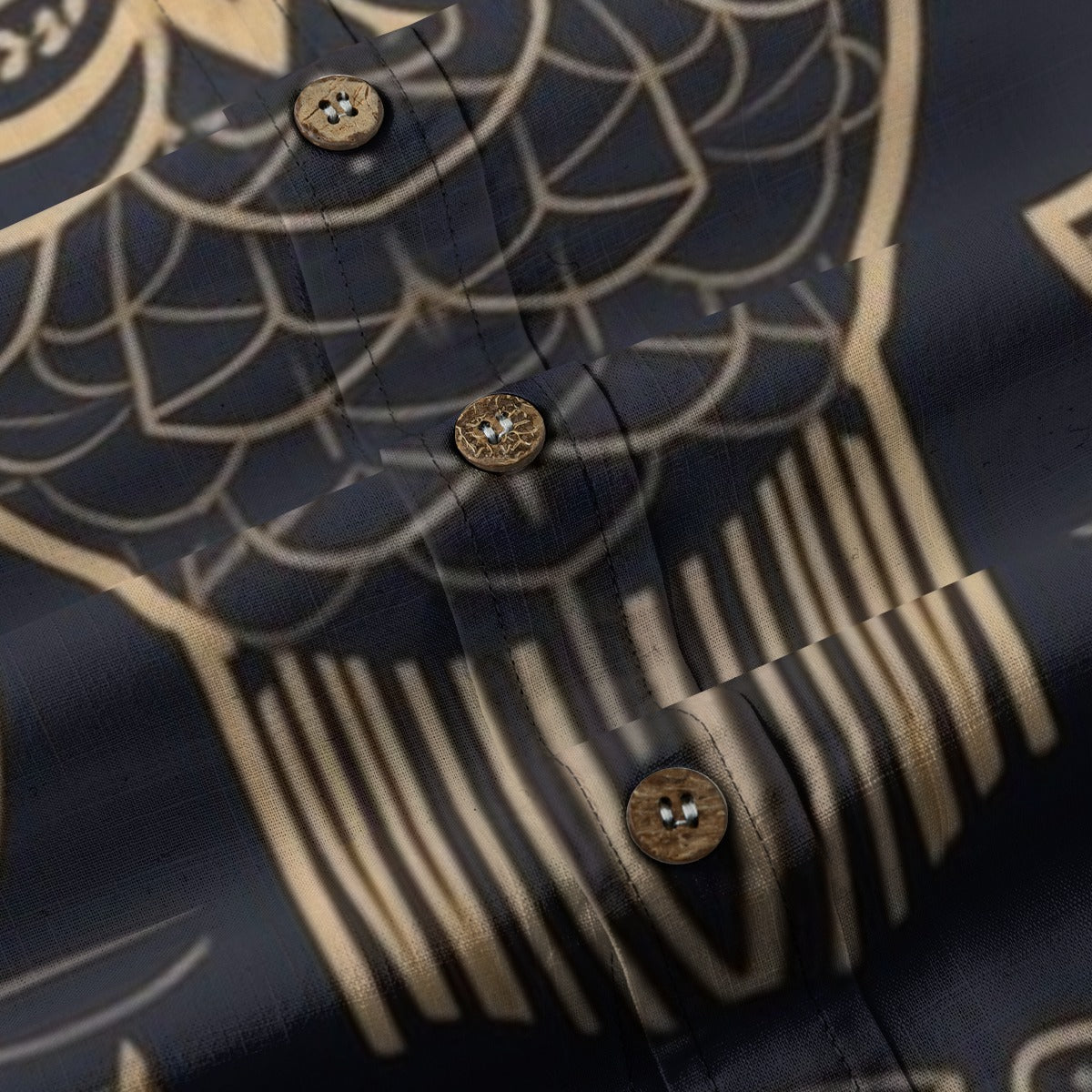 Sixty Eight 93 Logo White Desert Sand Owl Cotton Button Up Shirt