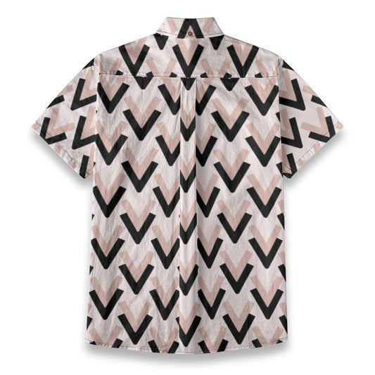 Sixty Eight 93 Logo White & Black V Cotton Button Up Shirt