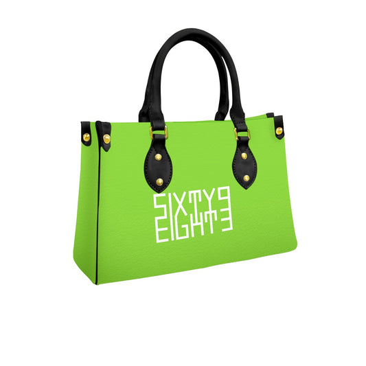Sixty Eight 93 Logo White Green Apple Women's Tote Bag With Black Handle