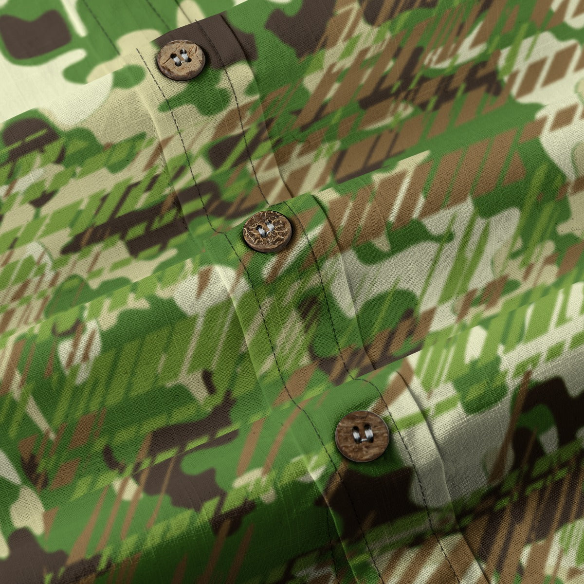 Sixty Eight 93 Logo Red Camo Leaf Bud Umber Cotton Button Up Shirt