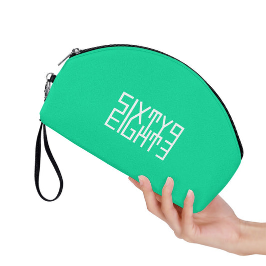 Sixty Eight 93 Logo White Sea Green Curved Cosmetic Bag