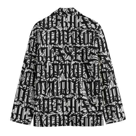 Sixty Eight 93 Black Abstract Men's Casual Flat Lapel Collar Blazer