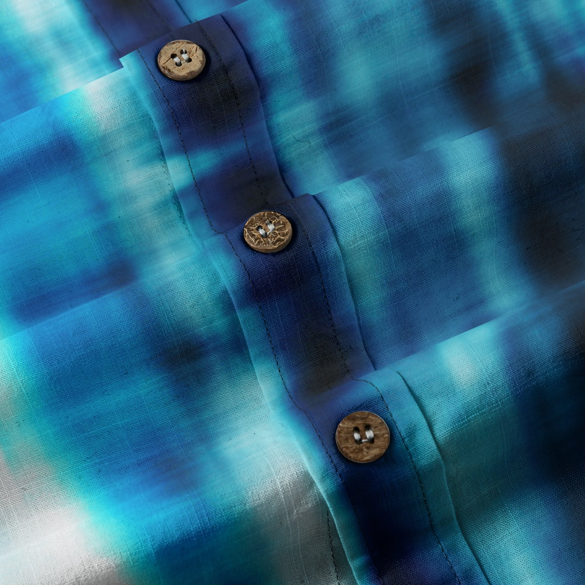 Sixty Eight 93 Logo Aqua Blue & White Blue Lake Cotton Button Up Shirt