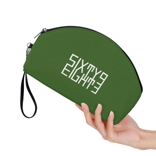 Sixty Eight 93 Logo White Forest Green Curved Cosmetic Bag