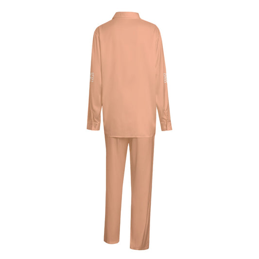 Sixty Eight 93 Logo White Peach Unisex Imitation Silk Pajama Set