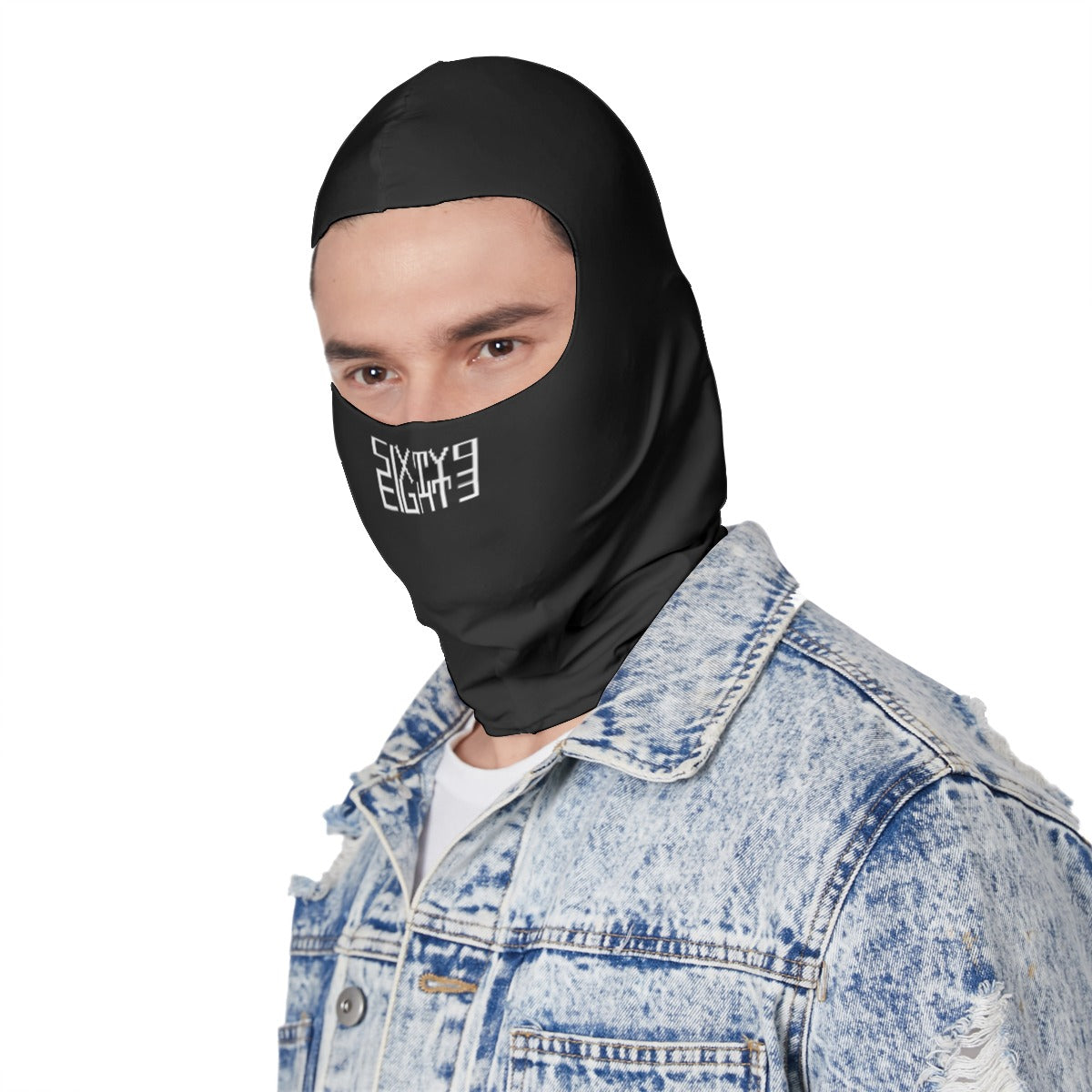 Sixty Eight 93 Logo White Black Balaclava Face Mask