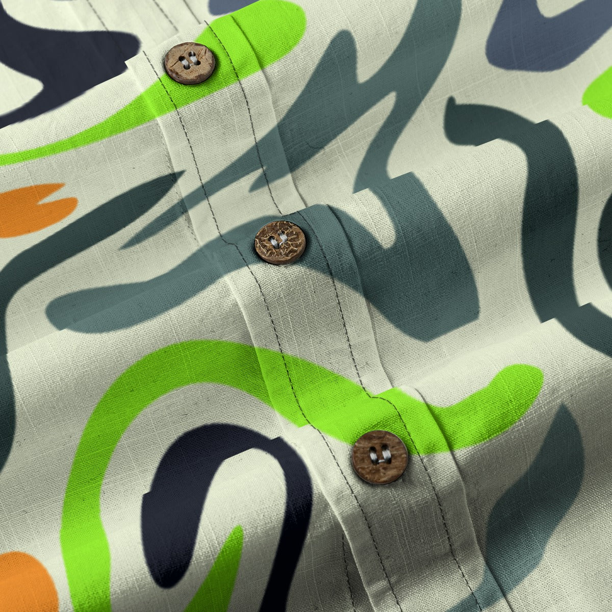 Sixty Eight 93 Logo White & Black French Orange Gunmetal Cotton Button Up Shirt