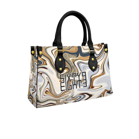 Sixty Eight 93 Logo Black & White Women's Tote Bag With Black Handle #1