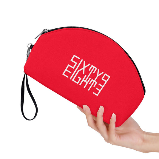Sixty Eight 93 Logo White Red Curved Cosmetic Bag