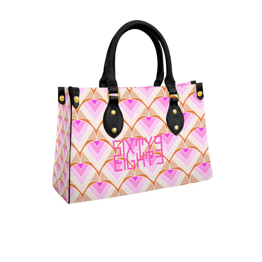 Sixty Eight 93 Logo Fuchsia & White Women's Tote Bag With Black Handle #16