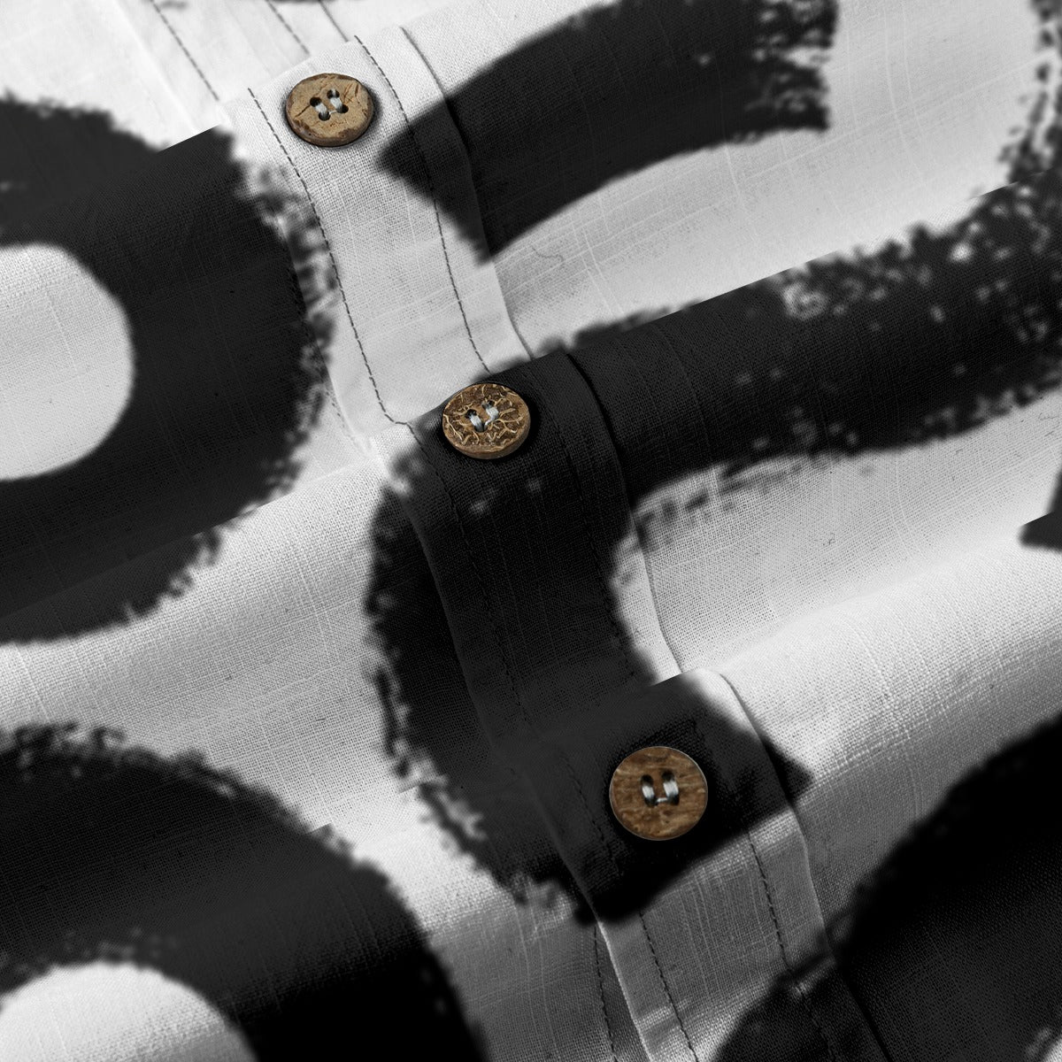 Sixty Eight 93 Logo White & Black Abstract Cotton Button Up Shirt
