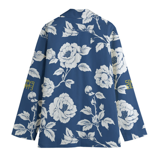 Sixty Eight 93 Floral Blue & White Women's Leisure Blazer