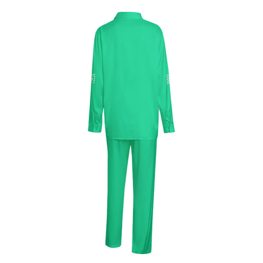 Sixty Eight 93 Logo White Sea Green Unisex Imitation Silk Pajama Set