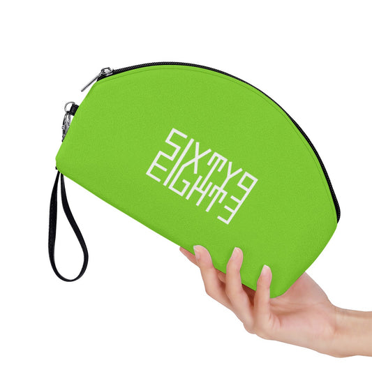Sixty Eight 93 Logo White Green Apple Curved Cosmetic Bag