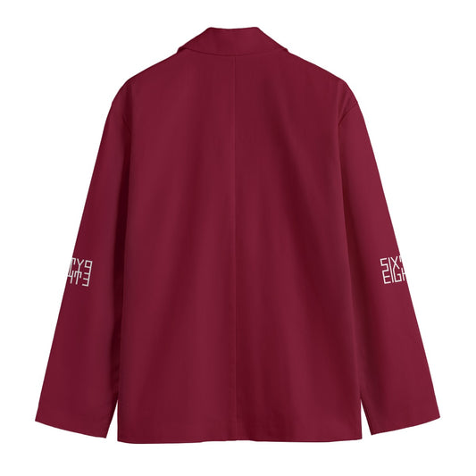 Sixty Eight 93 Burgundy Men's Casual Flat Lapel Collar Blazer