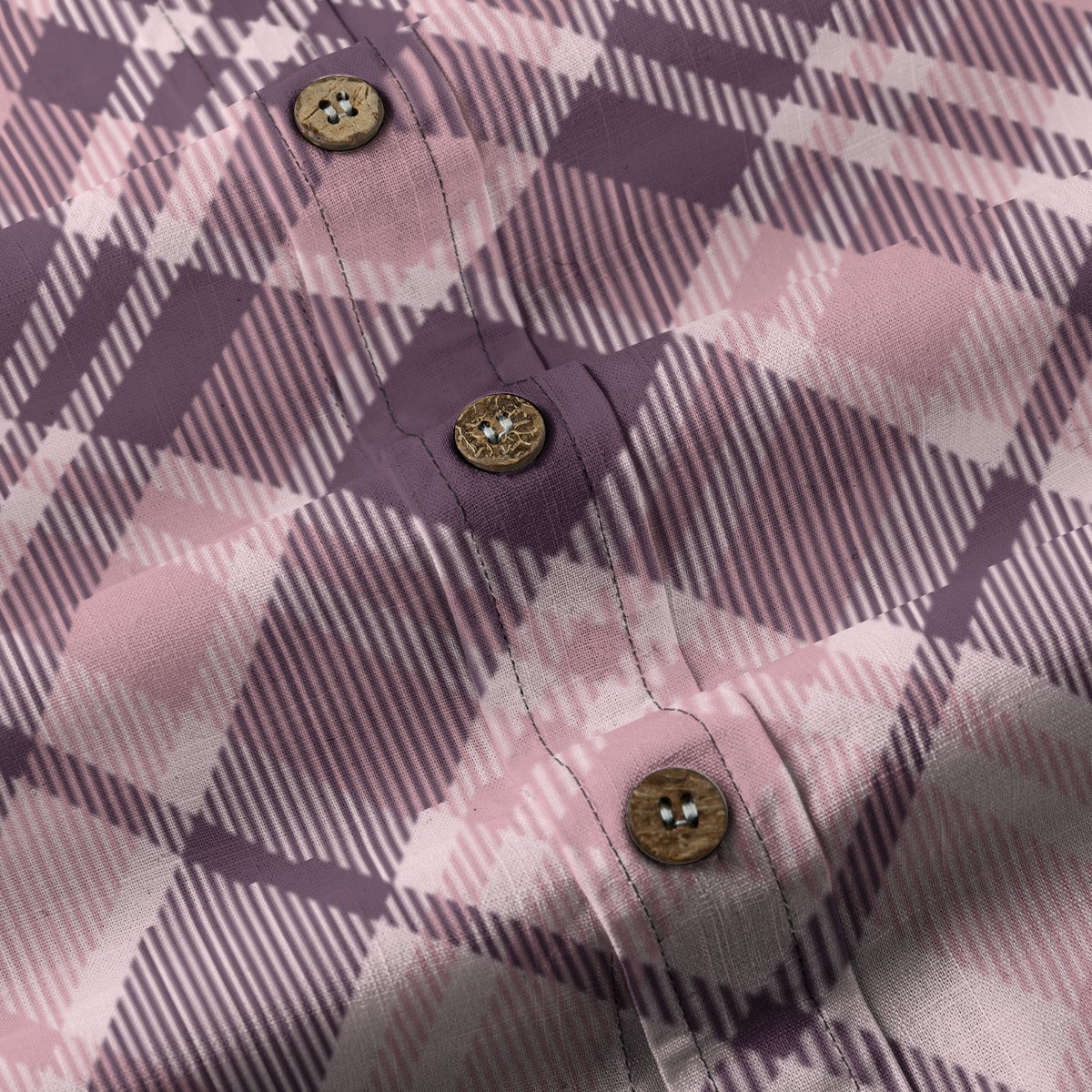 Sixty Eight 93 Logo White & Black Lavender Plaid Cotton Button Up Shirt