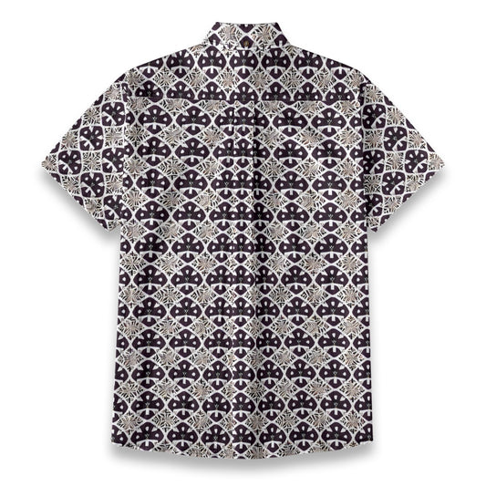 Sixty Eight 93 Logo White & Black Coffee Linen Cotton Button Up Shirt