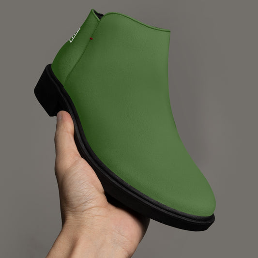 Sixty Eight 93 Logo White Forest Green Suede Zipper Boots