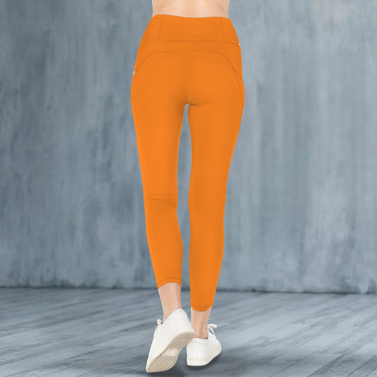 Orange High Waist Pockets Leggings