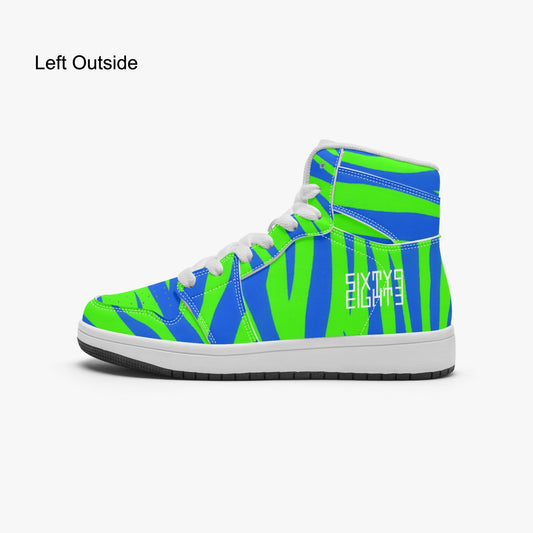 Sixty Eight 93 Logo White Zebra Blueberry Lime Kids High-Top Shoes