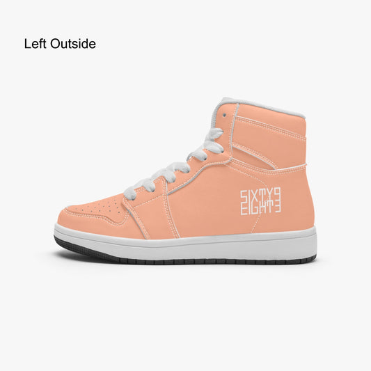 Sixty Eight 93 Logo White Peach Kids High-Top Shoes