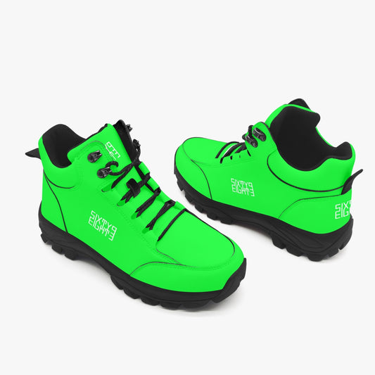 Sixty Eight 93 Logo White Lime Green High Top Boots