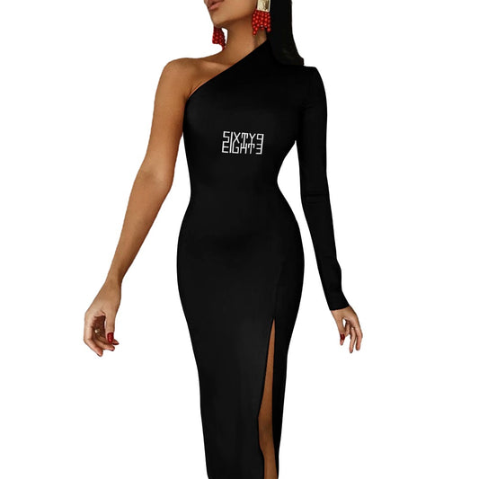 Sixty Eight 93 Logo White Half Sleeve Slit Dress