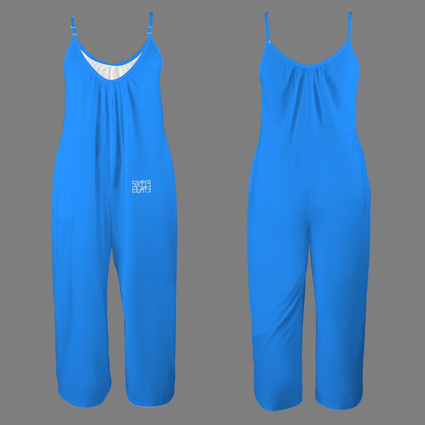 Sixty Eight 93 Azure Pleated Cami Pocket Wide Leg Jumpsuit