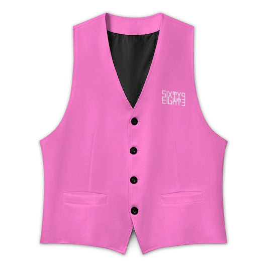 Sixty Eight 93 Logo White Pink Men's Sleeveless Suit Vest