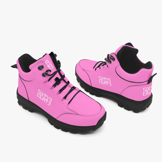 Sixty Eight 93 Logo White Pink High Top Boots