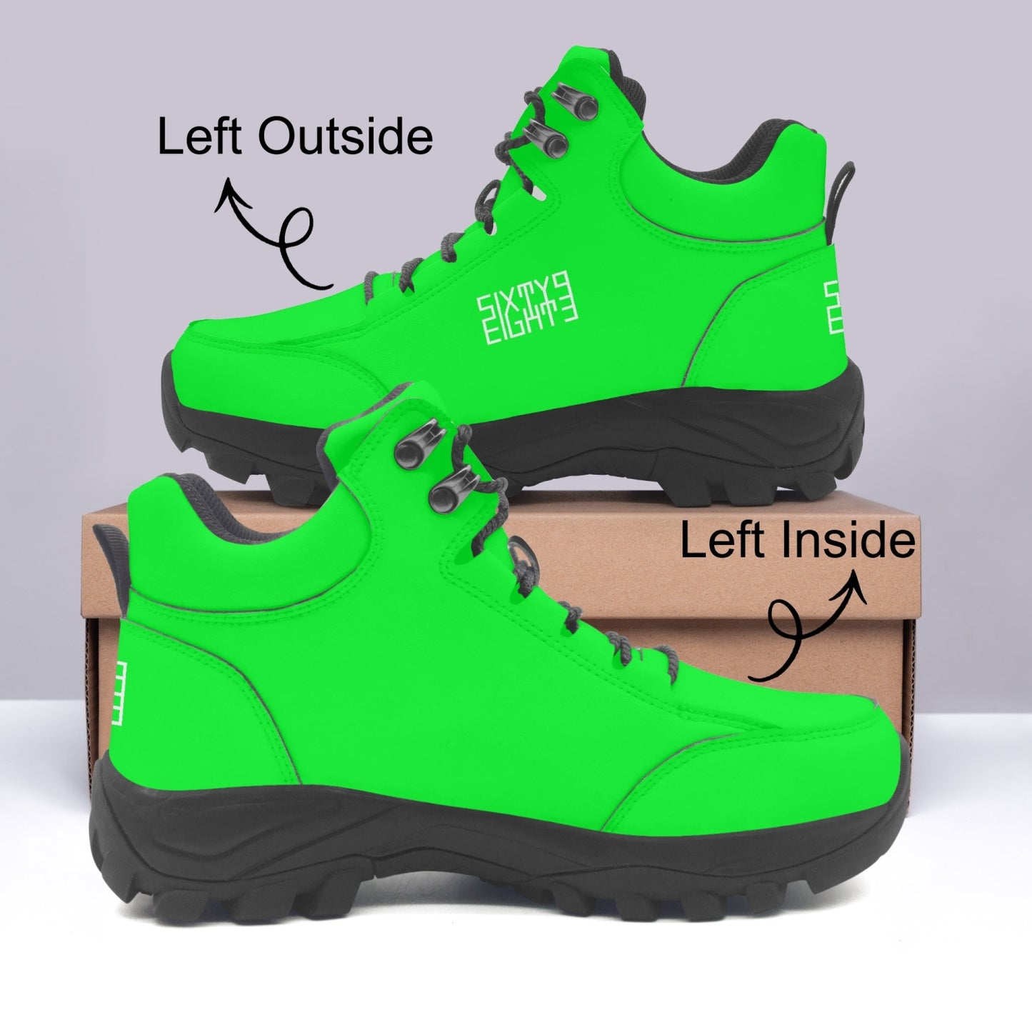 Sixty Eight 93 Logo White Lime Green High Top Boots