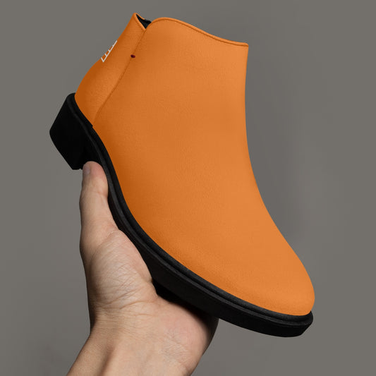 Sixty Eight 93 Logo White Orange Suede Zipper Boots