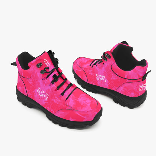 Sixty Eight 93 Logo White Floral Red & Pink High Top Boots