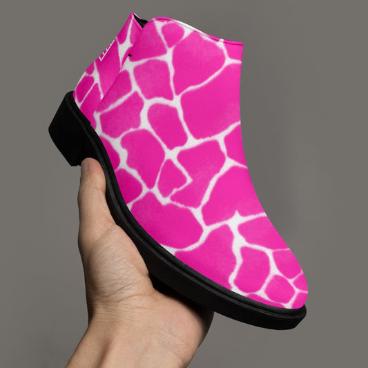 Sixty Eight 93 Logo White Boa Fuchsia Crème Suede Zipper Boots