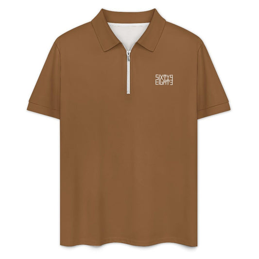 Sixty Eight 93 Men's Chocolate Brown Zip-Up Polo Set