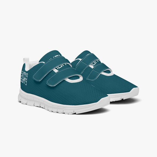 Sixty Eight 93 Logo White Dark Teal Kids Lightweight Velcro Shoe