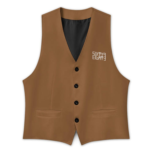 Sixty Eight 93 Logo White Chocolate Brown Men's Sleeveless Suit Vest