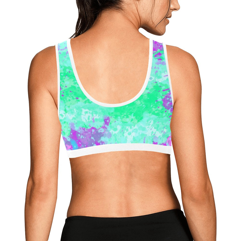 Sixty Eight 93 Logo White Incredible Marble Blue Sports Bra