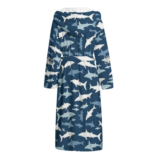 Sixty Eight 93 Logo White & Black Unisex Flannel Hooded Bathrobe #5