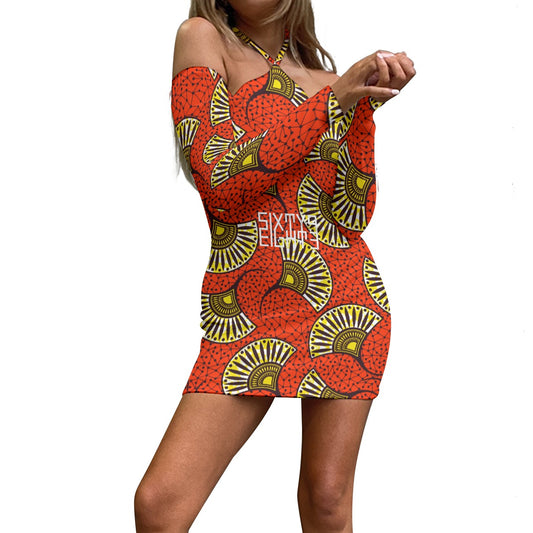 Sixty Eight 93 Logo White Women's Halter Lace-Up Dress #24