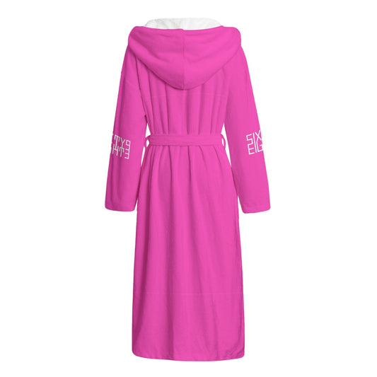 Sixty Eight 93 Logo White Fuchsia Unisex Flannel Hooded Bathrobe