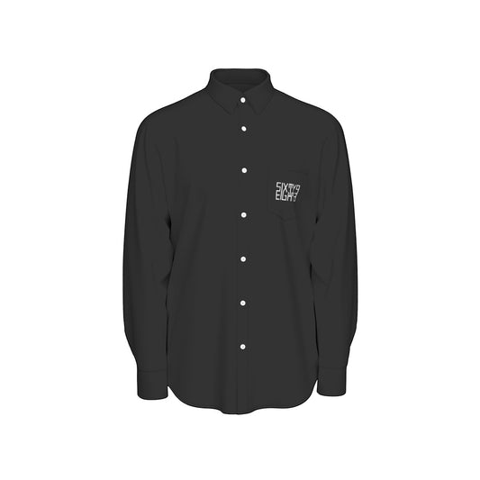 Sixty Eight 93 Logo White Black Men's Cotton Long Sleeve Shirt