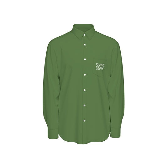 Sixty Eight 93 Logo White Forest Green Men's Cotton Long Sleeve Shirt