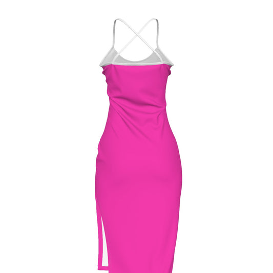 Sixty Eight 93 Logo White Fuchsia Women's Back Cross Cami Dress