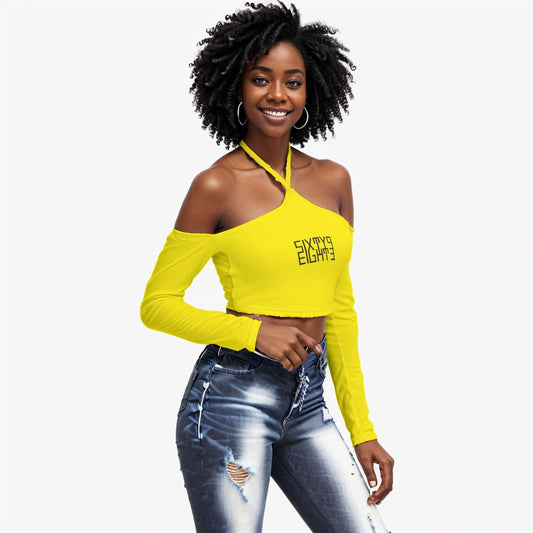 Sixty Eight 93 Logo Black Lemonade Women's Halter Lace-up Top