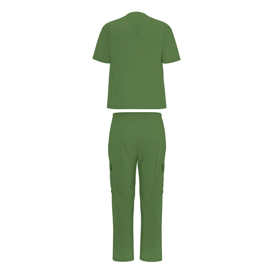 Sixty Eight 93 Logo White Forest Green Unisex Scrub Set With Six Pockets